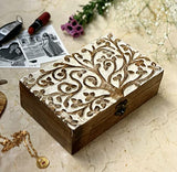 Great Birthday Gift Handmade Decorative Wooden Jewelry Box With Tree Of Life Carving Jewelry Organizer Keepsake Box Treasure Chest Trinket Holder The Great Indian Bazaar