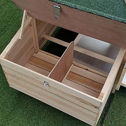 PawHut 77" Wooden Chicken Coop with Nesting Box, Cute Outdoor Hen House with Removable Tray, Ramp Run, for Garden Backyard, Natural - WoodArtSupply