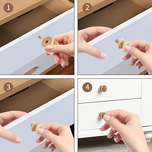 Kemcatui 12Pcs Unfinished Wood Dresser Knobs, Mushroom Shape Wood Drawer Knobs, Wood Cabinet Knobs, Single Handle Pulls with Screws Hardware - WoodArtSupply