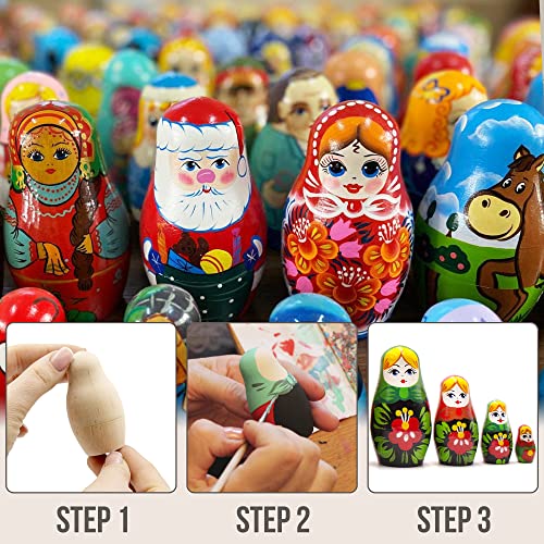 AEVVV Unpainted Blank Russian Nesting Dolls Lot of 10 Sets by 4 pcs - DIY Russian Nesting Dolls to Paint - DIY Blank Doll Wooden - WoodArtSupply