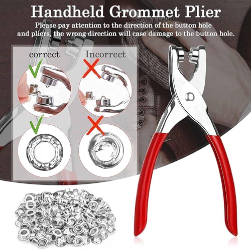 803Pcs Grommet Pliers Kit, 1/4 Inch 6mm Tool with 800 Metal Eyelets with Washers in Gold and Silver, Portable Grommet Hand Press kit for - WoodArtSupply