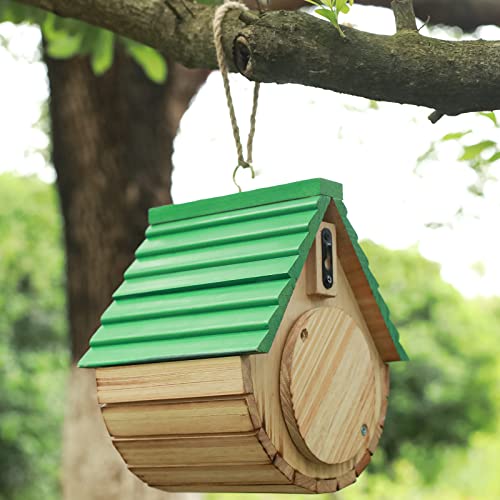 STARSWR Bird House,Outdoor Birdhouse, Natural Wooden Bird Houses for Outside Clearance Bluebird Finch Cardinals Hanging Bird Box Garden Viewing STARSWR