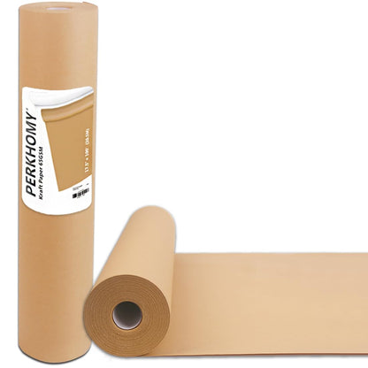 PerkHomy Brown Kraft Paper Roll 17.5" x 1,200" (100') for Gift Wrapping Bulletin Board Bouquet Flower Kids Wall Art Craft Packing Moving Shipping - WoodArtSupply