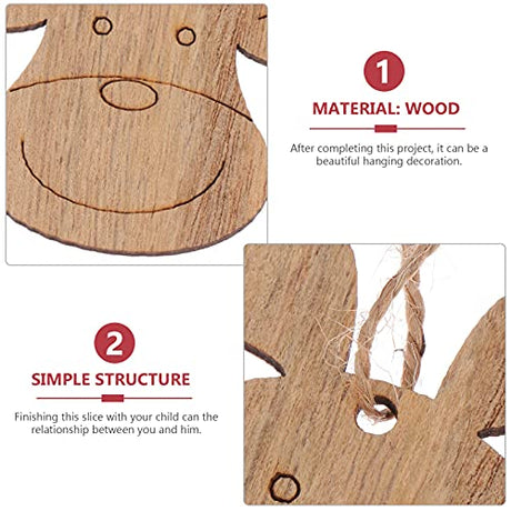 Housoutil 20PCS Wooden Deer Head Christmas Ornaments Pendant Hanging Wooden Pendant Decoration Wooden DIY Craft Christmas Tree Hanging Ornaments Housoutil