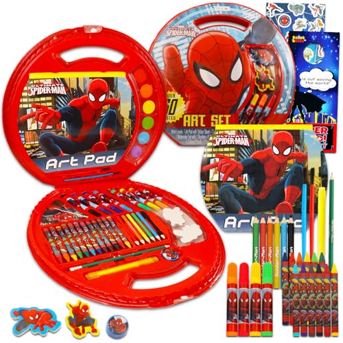 Marvel Spiderman Activity Set for Kids ~ Spiderman Art Case Bundle with Games, Puzzles, Activities, Stickers, Arts and Crafts - WoodArtSupply