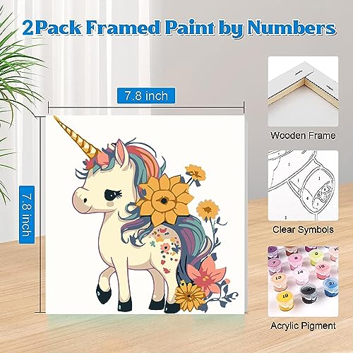 4 Pack Framed Paint by Numbers for Kids Ages 4-8-12,Easy Acrylic Paint by  Number