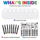 Baby Bibs Set - 2 Ply Knit Terry Solid White Feeder Bibs - Kit Includes, 8 Bibs, 8 Fabric Markers, 8 Stencils, - Baby Gifts - Registry For Baby - KOOL KRAFTS