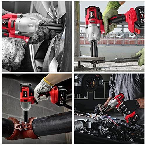 APATB 1/2 inch Impact Wrench, Max Torque 800N.m(580Ft-lbs) Cordless Brushless Impact Wrench, 3300RPM High Torque Electric Impact Gun with 2x 4.0Ah - WoodArtSupply