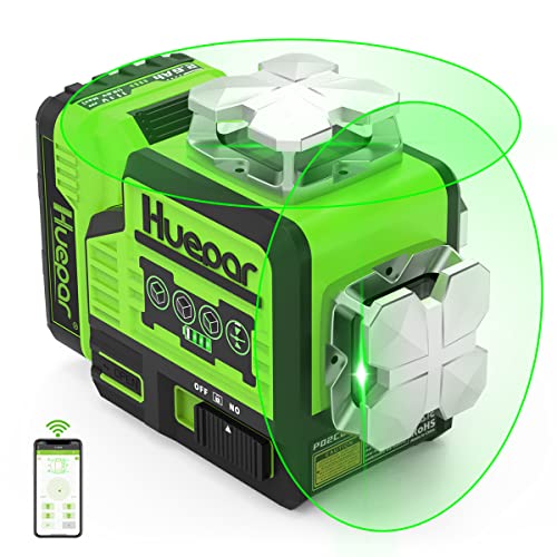 Huepar Laser Level Self Leveling 2x360°outdoor Bluetooth Green Beam Cross Line for Construction and Picture with Pulse Mode, 360° Horizontal and - WoodArtSupply