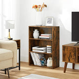 VASAGLE Rustic Brown 3-Tier Adjustable Bookshelf with Storage Shelves VASAGLE