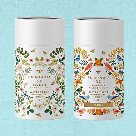 Primrosia Flora and Fauna 60 Dual Tip Markers for Bullet Journal Pens Coloring and Drawing Primrosia