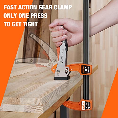 Jorgensen 12-inch Bar Clamp Set, Bar Clamp for Woodworking, Quick Release Gear Clamp with 600 lbs Load Limit - 2 Pack Jorgensen