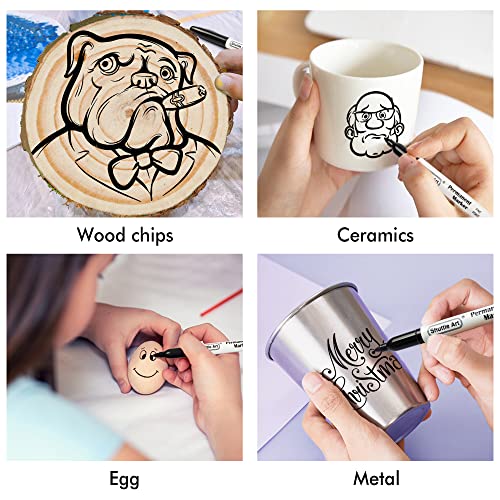 Shuttle Art Permanent Markers, 100 Pack Black Permanent Marker set,Fine Point, Works on Plastic,Wood,Stone,Metal and Glass for Doodling, Marking Shuttle Art