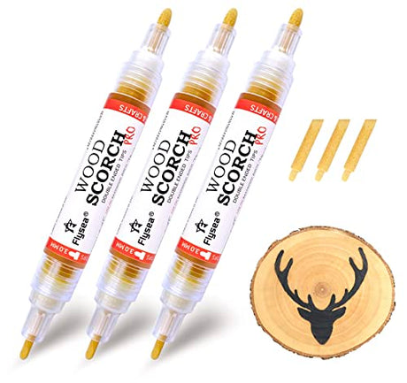 SUIUBUY Scorch Pen Marker - 3 PCS Wood Burning Pen Tool with Replacement Tip, Chemical Wood Burner Set for Burning Wood, Do-it-Yourself Kit for Arts SUIUBUY