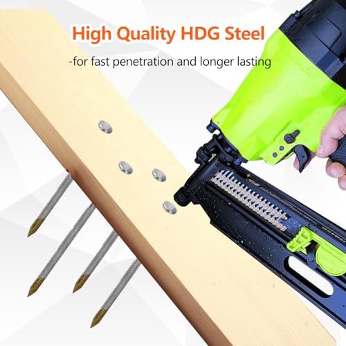 SITLDY 34 Degree Framing Nails 4 Sizes (2"+2-1/2"+3.0" Ring+3-1/2" Smooth), Offset Round Head Hot Dipped Galvanized Paper Tape Strip Nails, 80 per SITLDY