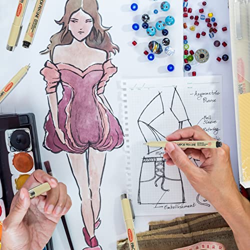 GETHPEN Micro-Pen Fineliner Ink Pens, 6 Pack Black Micro Fine Point Drawing Pens Waterproof Archival Ink Multiliner Pens for Artist Illustration, GETHPEN