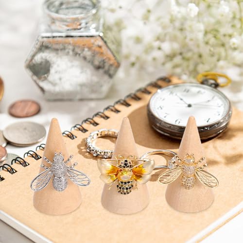 IMIKEYA 20Pcs Natural Wood Cone Unfinished Christmas Tree Ring Holders Unpainted Cone Wood Jewelry Display DIY Craft Wooden Cone for DIY Projects IMIKEYA