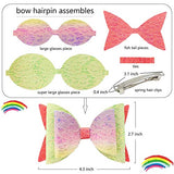 AOUXSEEM 10 Set Faux Leather Hair Bows DIY Making Kit for Beginner, Contains Pre Cut Pastel Lace Chunky Glitter Fabric and Silver Metal Spring Clips, AOUXSEEM