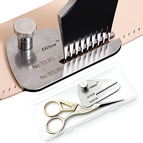 Hisew- Leather Stitching Punch Aid Pulling Plate and Scissor Kit, Diamond Lacing Chisel or Pricking Iron Aid Mate, Leather Craft Work Tools - WoodArtSupply