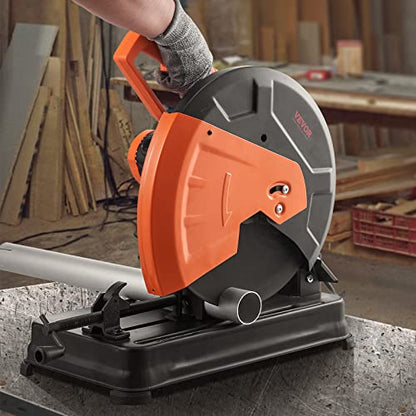 VEVOR Abrasive Chop Saw, 14in / 35cm Blade Cut Off Saw, 2300W 3600RPM Steel Cutting Machine, 0-45 Degrees Adjustable Angle Miter Saw for Cutting - WoodArtSupply