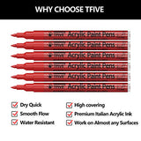 Red Marker Paint Pens - 6 Pack Acrylic Red Permanent Marker, 0.7mm Extra Fine Tip Paint Pen for Art projects, Drawing, Rock Painting, Stone, Ceramic, TFIVE