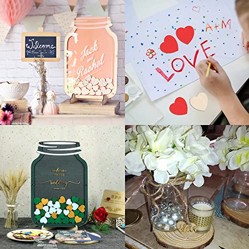 yueton 50PCS 50mm/2inch Unfinished Blank Love Heart Wood Pieces Wood Slices Wood Chips Wooden Heart Shaped Embellishments Heart Wood Cutouts yueton