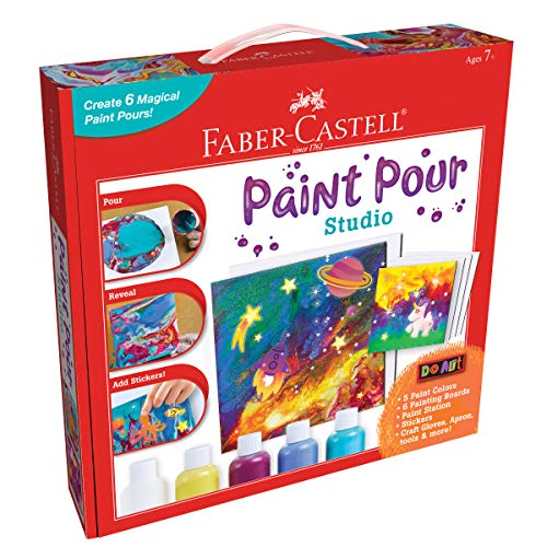 Faber-Castell Do Art Paint Pour Studio - No Mix Acrylic Paint Pouring Set for Kids - Makes 6 Fluid Art Projects, Multi (FC14342) - WoodArtSupply