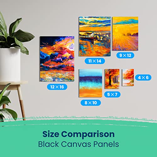 Chalkola Black Canvas for Painting - 24 Pack Canvas Panels - 4x6, 5x7, 8x10, 9x12, 11x14, 12x16 inch (4 Each) - Canvases are 100% Cotton, Primed, Chalkola