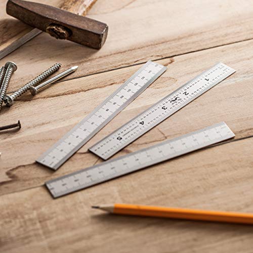 Mr. Pen- Machinist Ruler, Ruler 6 inch, 3 Pack, mm Ruler, Metric Ruler, Millimeter Ruler, (1/64, 1/32, mm and .5 mm), Metal Ruler 6 inch, Precision Mr. Pen