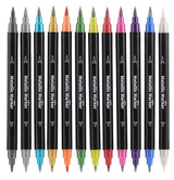 Colourcolor Metallic Marker Pens - Dual Tip Brush and Fine Point Pens for DIY Album, Black Cards, Rock Painting, Card Making, Scrapbooking, Fabric, Colourcolor