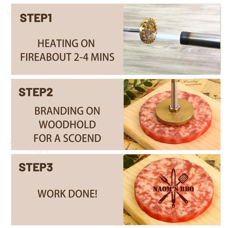 Customizable Brass Branding Iron for Burger Buns and Food Art TPFOON