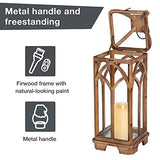 Glitzhome Farmhouse Decorative Lanterns Wooden Candle Lantern Church Window Frame Lanterns for Wedding Mantle Entryway Home Patio Balcony Garden, glitzhome