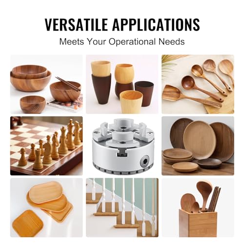 VEVOR KP96 Lathe Chuck, 4-Jaw 3.75" Diameter, Metal Lathe Chuck Turning Machine Accessories, Self-centering Tool, for Lathe, Precision Machining, VEVOR