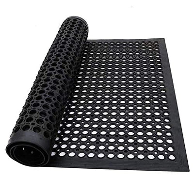 sunnyuup Commercial Rubber Floor Mats & Matting 3FT x 5FT Anti-Fatigue Rubber Floor Mat with Drainage Holes Heavy Duty Non-Slip Drainage Mat for