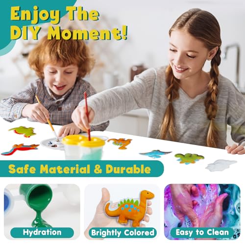  Juboury Kids Arts And Crafts Plaster Painting Craft Kit Art  Set - Painting Your Own Space Dinosaurs & Marine Life Figurines - Ceramic  Painting Kit For Kids