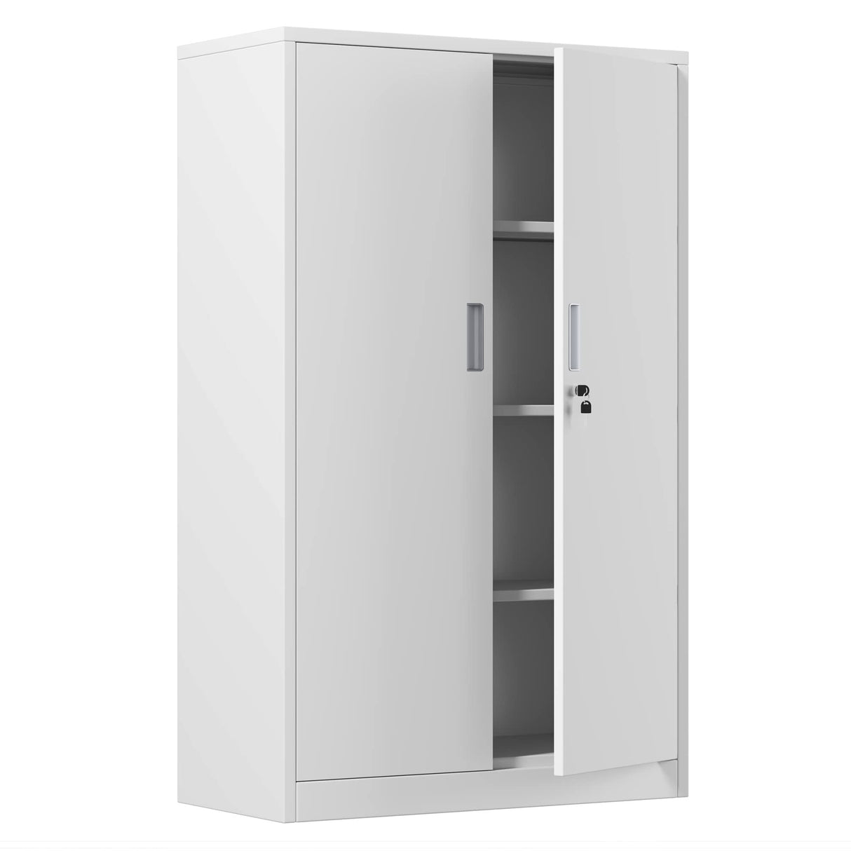 JINKUR Metal Storage Cabinet with Locking Doors and 3 Adjustable Shelves, 53.5-Inch Lockable Storage Cabinets for Home Office Garage Kitchen Pantry JINKUR
