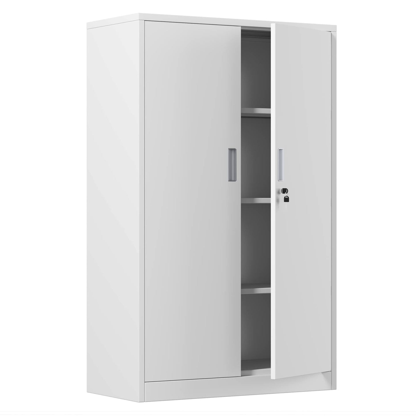 JINKUR Metal Storage Cabinet with Locking Doors and 3 Adjustable Shelves, 53.5-Inch Lockable Storage Cabinets for Home Office Garage Kitchen Pantry - WoodArtSupply