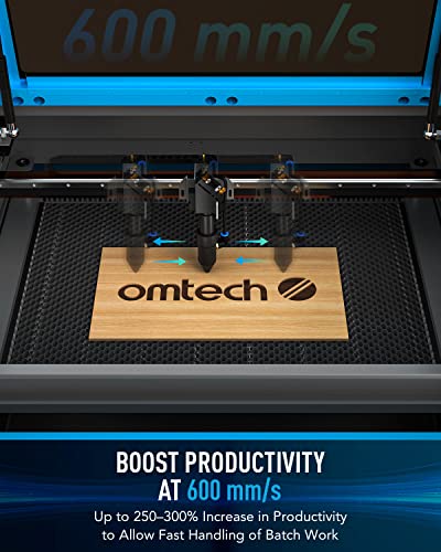 OMTech 60W CO2 Laser Engraver with LightBurn, 16x24 Inch Laser Engraving Cutting Machine with 2 Way Pass Air Assist Digital Control Panel RDWorks, - WoodArtSupply