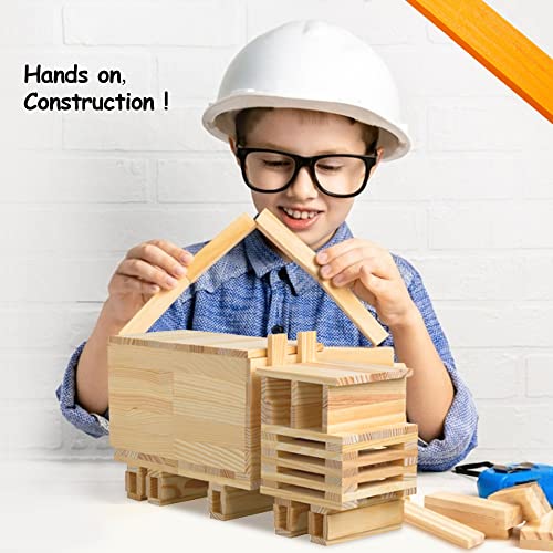 ICEKO KN 100pcs Classic Wooden Building Blocks Set,Solid STEM Building Toys for Kids, Preschool Learning Montessori Toys for Toddlers, Boys & Girls ICEKO KN