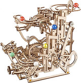 UGEARS Marble Run Tiered Hoist - Wooden Marble Run Kit with 10 Colored Marbles - 3D Puzzles for Adults and Kids - Amusement Park Wood Marble Track 3D UGEARS