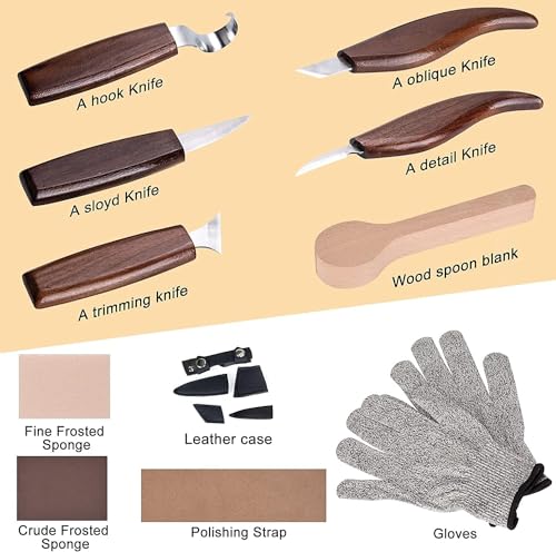 Ninonly Wood Carving Tools 18pcs Wood Carving Kits - Includes Hook Carving Knife Detail Wood Knife Whittling Knife Oblique Knife Trimming Knife Chip - WoodArtSupply