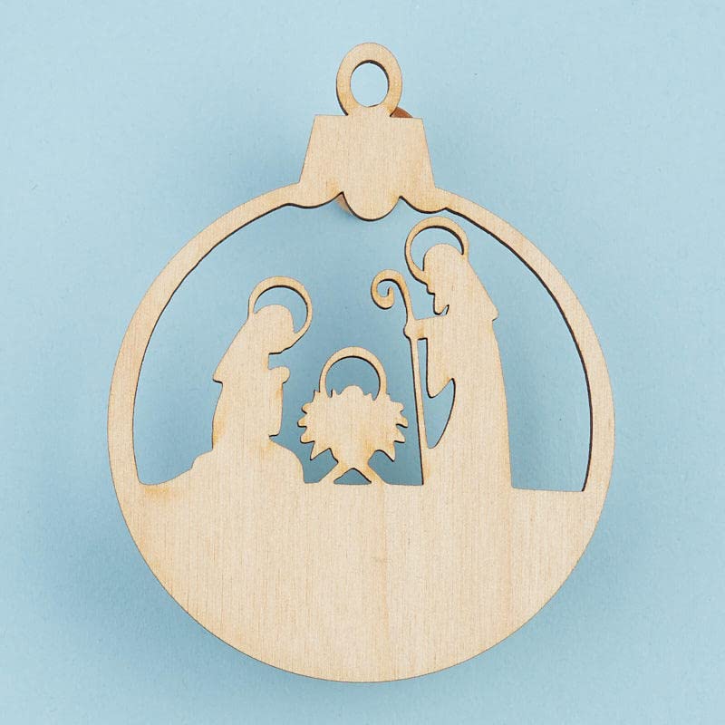 Factory Direct Craft Pack of 24 Unfinished Wood Nativity Ornament Cutouts - Christmas Nativity Wooden Shapes for Holiday Crafts and Winter - WoodArtSupply