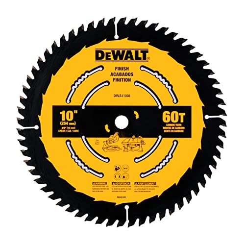 DEWALT Table Saw Blade, 10 in, 60 Tooth, Fine Finish, Ultra Sharp Carbide (DWA11060) - WoodArtSupply