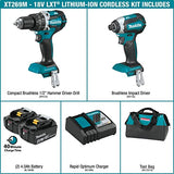 Makita XT269M 18V LXT Lithium-Ion Brushless Cordless 2-Pc. Combo Kit (4.0Ah), Blue Makita