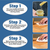 22 Piece Wood Finish Applicator Bundle • Includes 10 White Non-Woven Pads 2 Terry Cloth Buffing Towels and 10 Stirring Sticks for Applying Finishes • Peachtree Woodworking Supply