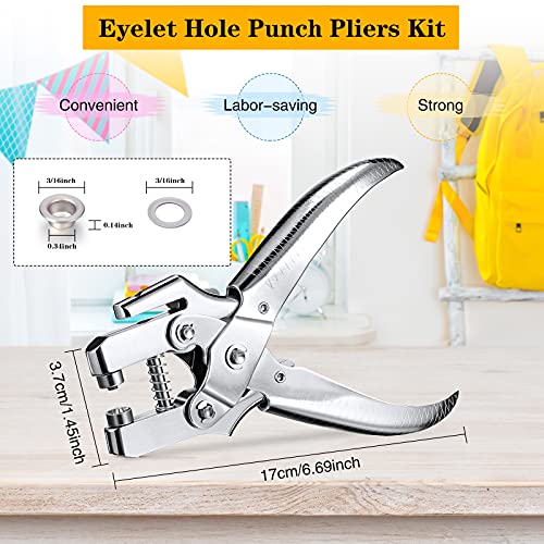 3/16 Inch Grommet Tool Kit Grommet Eyelet Plier Set Eyelet Hole Punch Pliers Grommet Hand Press Pliers with 200 Pieces of Grommets Eyelets for Shoes Honoson