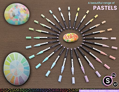 TOOLI-ART Acrylic Paint Markers Paint Pens Special Colors Set For Rock Painting, Canvas, Fabric, Glass, Mugs, Wood, Ceramics, Plastic, Multi-Surface. TOOLI-ART