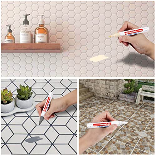 ForFine Grout Pen Restore Tile Grout Line Marker Pens 3 Pack for Kitchen, Bathroom, Parlor, Bedroom, Shower, Balcony Wall and Floor (White) ForFine