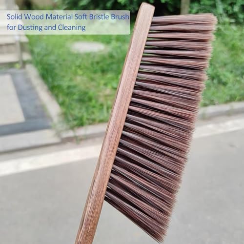 Hand Broom Brush,Natural Wooden Handle Soft Bristles Dusting Cleaning Brush,Light and Sturdy for Furniture,Bed,Car,Bench, Crevice Cleans Crojetry