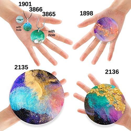Round Coaster Resin Epoxy Silicone Molds 6-Bundle 2 Disc Circle Tray with Hole Jewelry Casting Necklace Pendant Keychain Charms FUNSHOWCASE